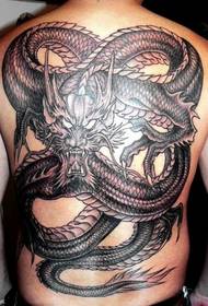 Melns pilnas muguras pūķa tetovējums