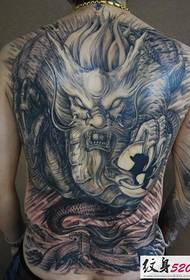 Modello di tatuaggio da drago classico con schiena piena e prepotente