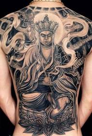 Teljes hátul Tang Sanzang mintás tetoválás illusztráció