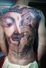 Keskeneräinen kokonainen selkä Buddha-tatuointikuvio