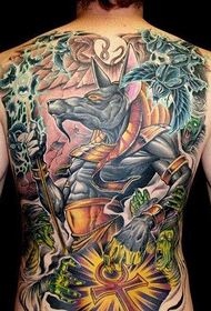 Повна спина кольоровий візерунок татуювання вовка