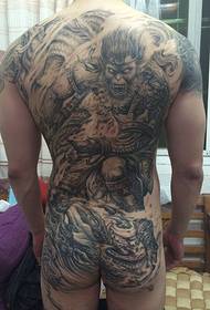 Вялікая поўная спіна, вялікі дзень, татуіроўка Sun Wukong
