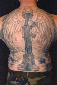 Indietro grande memoriale militare e ali tatuaggio