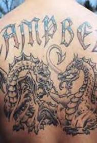 Dinosauro ali posteriori con motivo tatuaggio personaggio