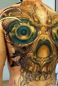 Unique tyrannical skull full back tattoo pattern