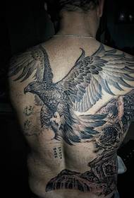 Full back black and white eagle tattoo pictures are particularly domineering