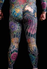 Duas tatuagens de tatuagem de totem nas costas com cores dominadoras