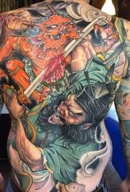 Modello di tatuaggio con campane e fantasmi dipinti a schiena piena