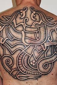 Traditionellt totem tatuering mönster fullt av ryggen