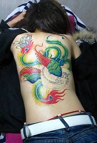 Buong back pattern ng tattoo ng phoenix