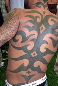 Úplné zadní černý kmenový symbol tetování vzor
