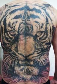 Atrás patrón de tatuaxe de cabeza de tigre lindo
