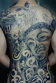 Full back Buddha statue tattoo design