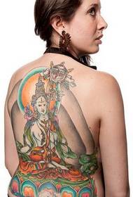 Tattoo ea mosali oa Buddha ea ka morao