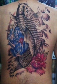 Male back full of squid tattoo