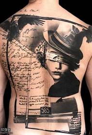 Polni hrbet črni angleški znak tatoo