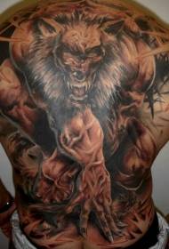 Nguvu werewolf walijaa kamili tattoo muundo