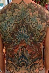 Visas nugaros keturių lapų dobilų tatuiruotės modelis