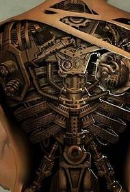 3d mechanisch tattoo-patroon dat de hele rug bedekt