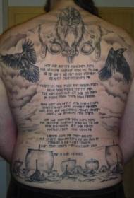 Целосен текст со знаци на грб и шема на тетоважа со орел