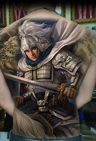 Fireann patrún iomlán Zhao Zilong tattoo ar ais