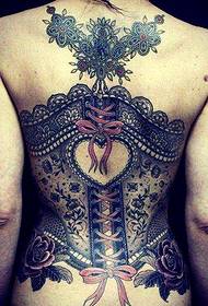 Full-back lace-up tattoo work