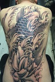 Чорна-белыя малюнкі татуіроўкі з вялікімі малюнкамі кальмараў