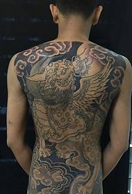 Modelul complet de tatuaj al dragonului malefic tradițional alb-negru este foarte liber și ușor