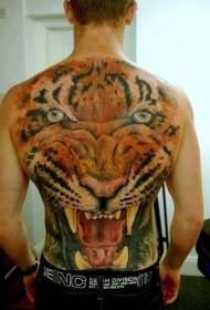 Patrón de tatuaxe pintado con cabeza de tigre grande de volta completa