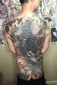Muške pune leđne lignje s uzorkom tetovaže lotosa