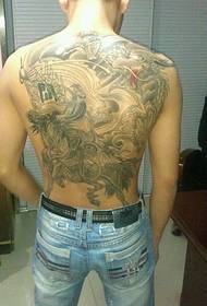 Patrón de tatuaje Guan Gong fresco de espalda completa