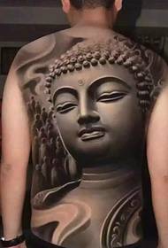 Onisẹpo mẹta ni kikun ẹhin 3D Buddha tatuu ilana