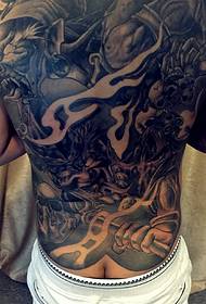 Patró de tatuatge de drac gran en blanc i negre