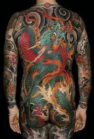Padrão de tatuagem de cor dragão colorido de suspensão