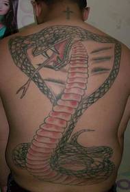 Male full-backed snake tattoo