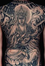 Täysselkä musta ja harmaa Tang Yan -tatuointikuvio täynnä persoonallisuutta