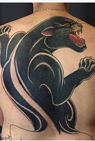 Kubwa nyuma classic kubwa nyeusi panther tattoo muundo