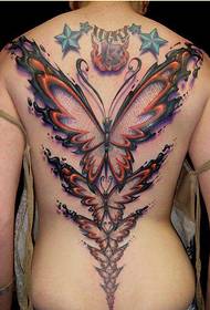 Europese schoonheid terug creatieve 3d vlinder tattoo