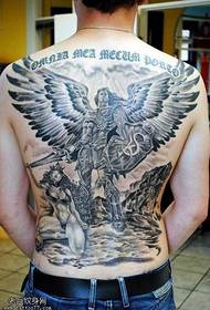 Full back angel warrior tattoo pattern