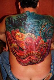 Octopus jellyfish tattoo on large colored back