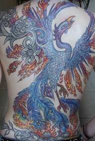 Iphethini le-tattoo ye-phoenix ye-back back eluhlaza okwesibhakabhaka