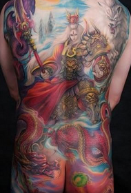 Silná barva Erlang Shenjun tetování na zádech