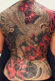 Πλήρης μοτίβο τατουάζ γερανού λωτού