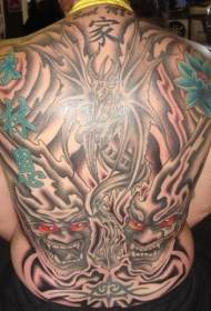 Reen azia diabla koloro tatuaje ŝablono