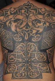 Nazaj keltski slog črno siv vzorec tatoo