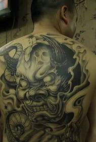 Πλήρης πίσω μαύρο και άσπρο κλασικό τατουάζ τατουάζ προσωπικότητας τοτέμ