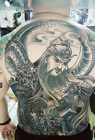 Szép fekete-fehér Guan Gong tetoválás minta
