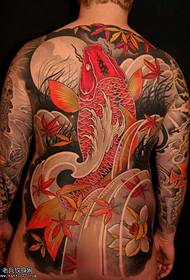 Full red squid tattoo pattern