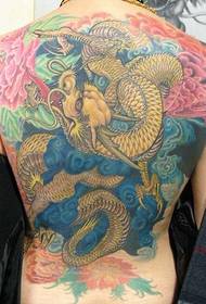 Супер прохолодна краса повного спини фотографії татуювання дракона