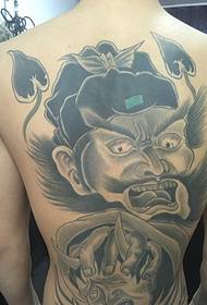 Costas de volta velho tradicional preto cinza sino grande tatuagem padrão